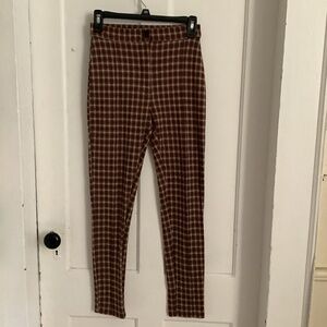 Free people Women’s Carnaby Brown Plaid Pants size 0